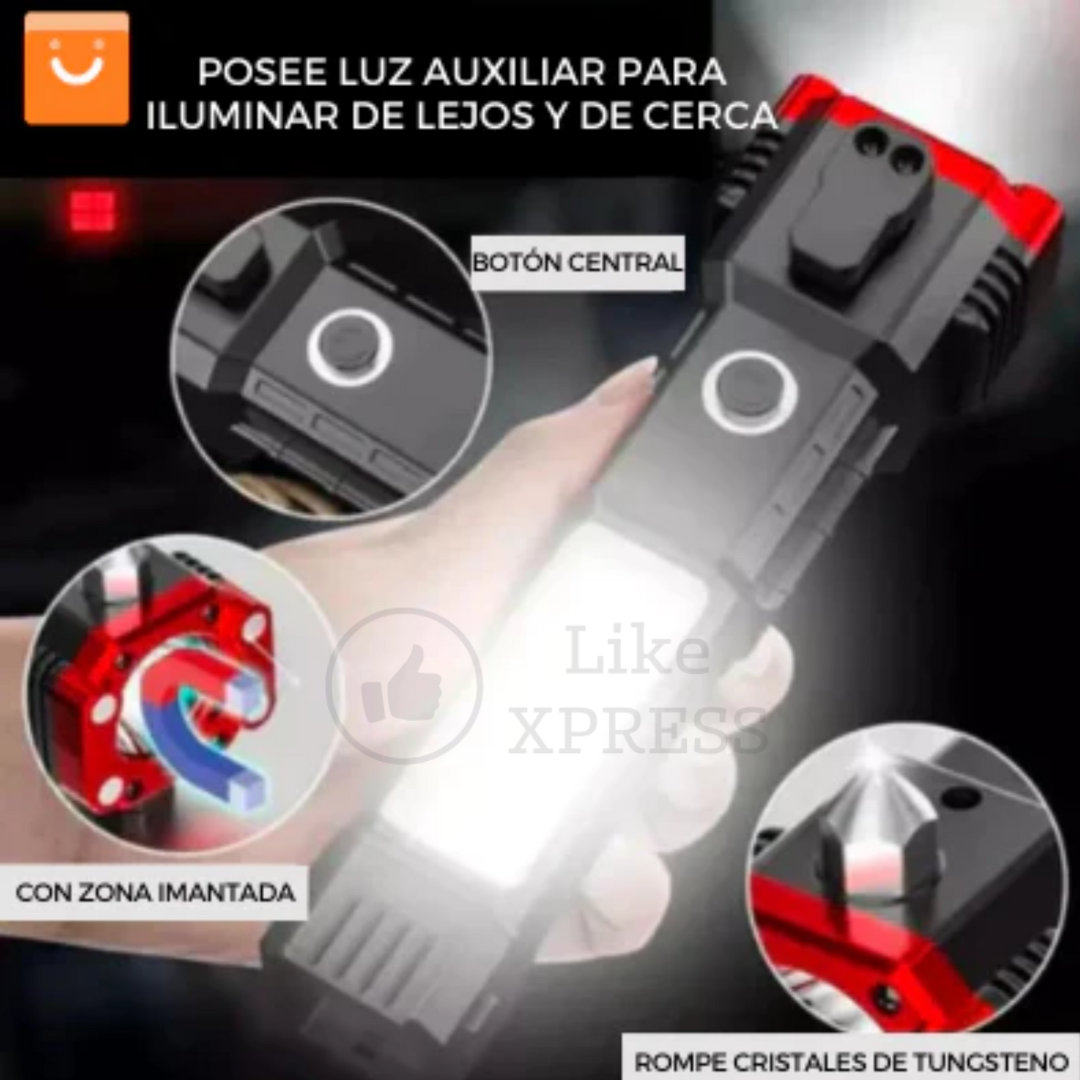 Martillo Linterna LED Táctica 4 en 1