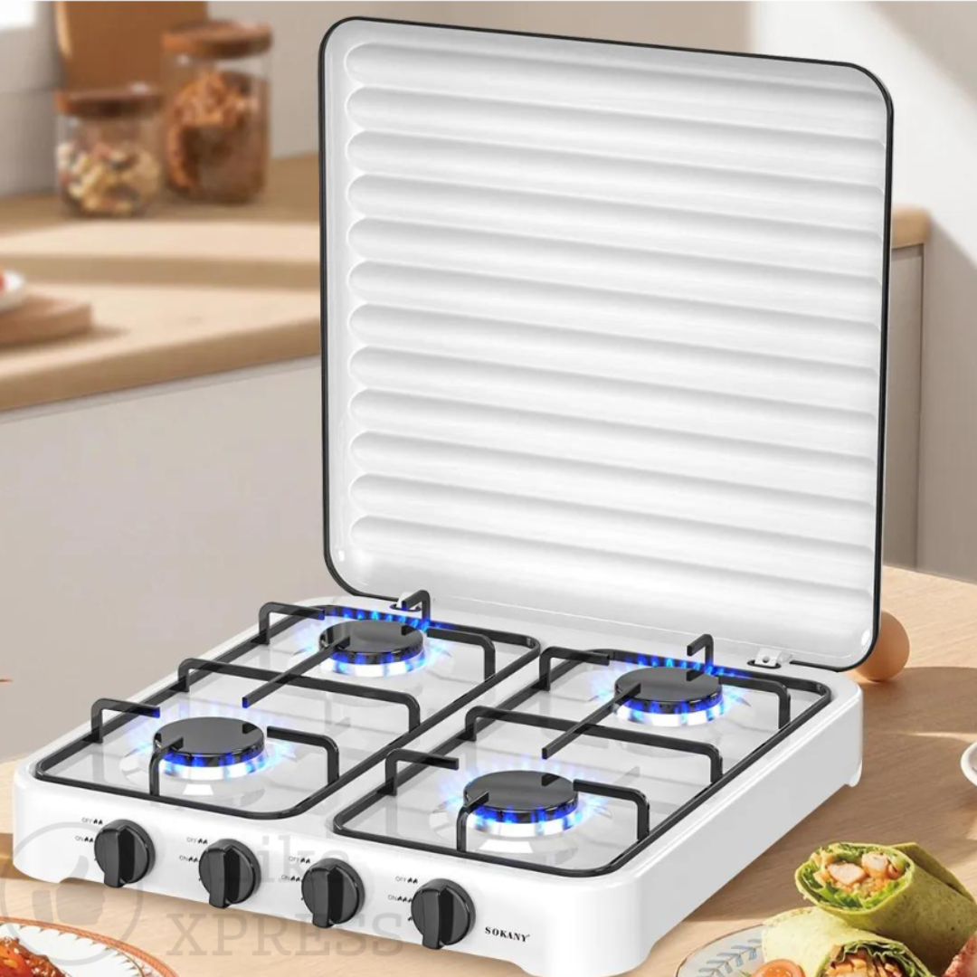 Cocina de Gas con Tapa de Acero 4 Platos