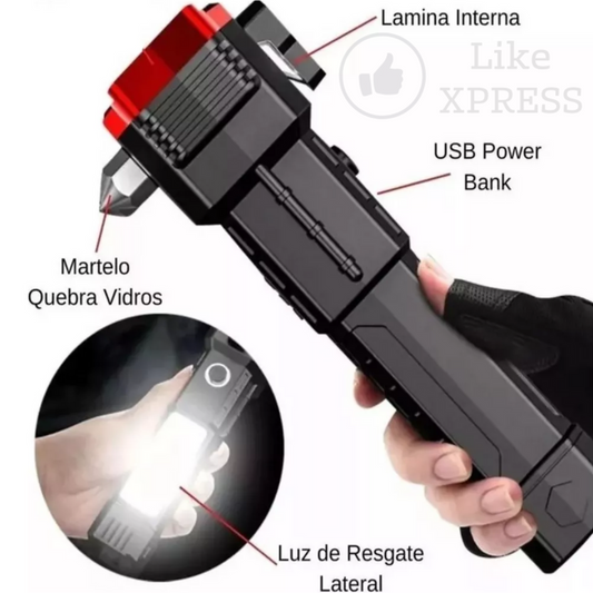 Martillo Linterna LED Táctica 4 en 1